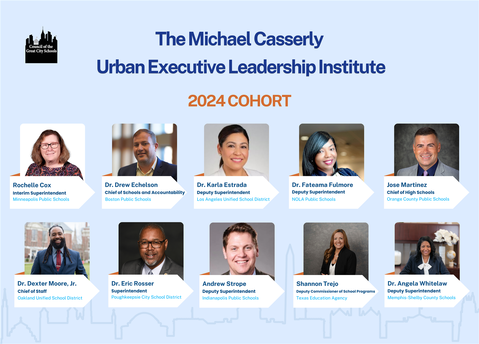The 2024 cohort for the Michael Casserly Urban Executive Leadership Institute